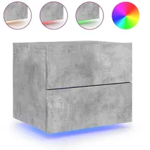 vidaXL Wand-Nachttisch mit LED-Leuchten Betongrau