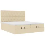 vidaXL Ottoman-Bett mit Matratzen Creme 200x200 cm Stoff