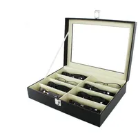 Yudu Brillenetui Brillenkoffer Brillenständer für 8 Brillen Kunstleder SKW95 schwarz