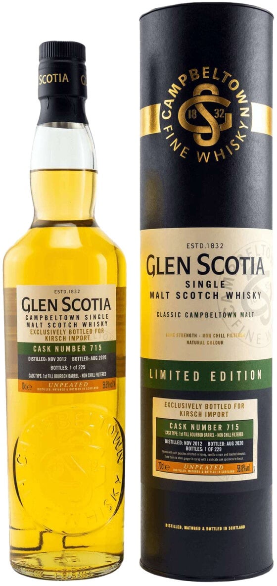 Glen Scotia 7 Jahre - 2012/2020 - Unpeated 1st Fill Bourbon Barrel...