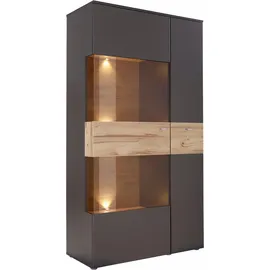 Forte Como Highboard, LED Beleuchtung Einlegeböden, Glastüre, Soft Close grau