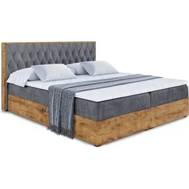 altdecor BOXBETT mit Matratze H4 und Lattenrost - 160x200 - Dunkelgrau