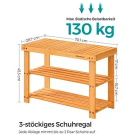 Songmics Schuhbank LBS04N natur Holz 70,1 cm