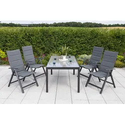 Gartengarnitur 5-tlg. Taviano Metall/Textil/Glas