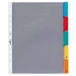 DURABLE Ordnerregister Vollformat, Überbreite blanko transparent 5-teilig, 1 St.