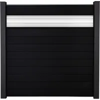 GroJa Steckzaun Solid mit Glas-Designeinsatz 30 cm 180x180x1,9 cm Schwarz