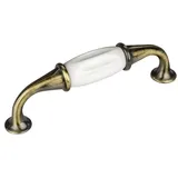 SO-TECH® Möbelgriff Porzellangriff JOHANNA BA 96 - 160 mm - incl. Schrauben, Vintage Landhaus Griff Schrankgriff Schubladengriff - incl. Schrauben silberfarben Bohrlochabstand: 96 mm
