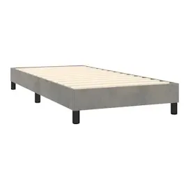 vidaXL Boxspringbett mit Matratze & LED Hellgrau 90x190 cm Samt