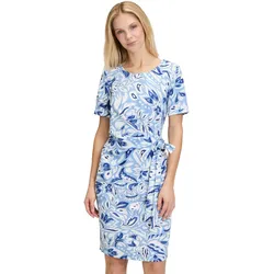 Druckkleid CARTOON "Cartoon Casual-Kleid mit Muster", Damen, Gr. 46, Normalgrößen, blau (blau, weiß), Obermaterial: 95% Polyester, 05% Elasthan., feminin, figurbetont kurz, Rundhals, Halbarm, Kleider, Design