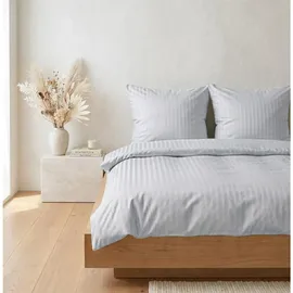 Carpe Sonno Damast Gestreift Silber 135 x 200 cm + 80 x 80 cm