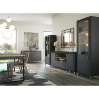 99rooms Kossa Wohnzimmerset Schwarz Eiche mit LED-Beleuchtung