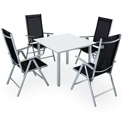 Garten-Sitzgruppe Bern 5-tlg Silber Alu Milchglas