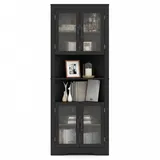 COSTWAY Vorratsschrank Hochschrank Eckschrnk mit Stauraum, weiß schwarz