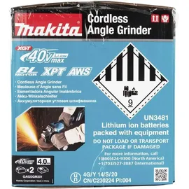 Makita GA023GM201 inkl. 2 x 4,0 Ah + Schnellladegerät + Makpac Gr. 4