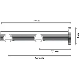Interdeco GARDINENSTANGE INNENLAUF Platon Tanara 300 cm (geteilt in 3 x 100 cm), 2-läufig, 20 mm Ø Chrom