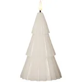 MARELIDA LED Kerze Tannenbaum Echtwachs 3D Flamme H: 18cm Timer weiß