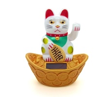 Starlet24® Winkende Glückskatze Winkekatze Lucky Cat Maneki-Neko Winkende Japanische Maneki-Neko (Weiss mit Solarzellen, 10cm)
