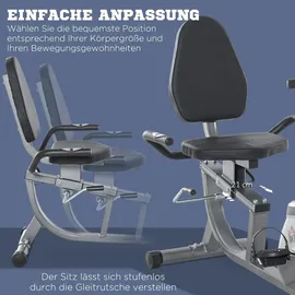 Homcom Liegeergometer mit LCD-Anzeige und 8 Stufen grau