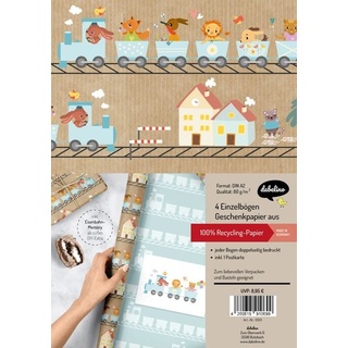 dabelino Geschenkpapier-Set für Kinder: Eisenbahn