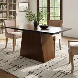 Flieks Rechteckiger Esstisch Esszimmertisch Küchentisch, Schreibtisch Bürotisch Arbeitstisch Tisch für 4-6 Personen, 138.5x80x75cm, Braun - Braun