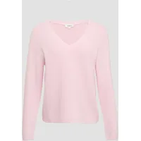 S.Oliver Gerippter Strickpullover aus Baumwollmix mit V-Ausschnitt, Rosa, 38