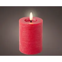 Lumineo LED Kerze Wachs weihnachtsrot/warmes Weiss 11,2cm