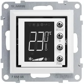 Legrand Seano MyHome Thermostat mit beleuchtetem Display und Temperatursensor Ultraweiß