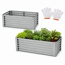 onbest Metall Hochbeet XXL 180 x 90 x 60 cm Silber