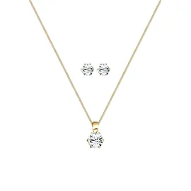 Elli Schmuckset Damen Set Basic Elegant mit Kristalle in 925 Sterling Silber vergoldet