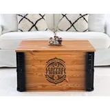 Uncle Joe ́s Truhe Coffee Couchtisch Truhentisch im Vintage Shabby chic Style aus Massiv-Holz in braun mit Stauraum und Deckel Holzkiste Beistelltisch Landhaus Wohnzimmertisch Holztisch nussbaum