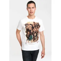 T-Shirt LOGOSHIRT "The Hobbit - The Desolation of Smaug", Herren, Gr. L, weiß, 100% Baumwolle, bedruckt, casual, normal, Rundhals, Kurzarm, Shirts, mit coolem Print