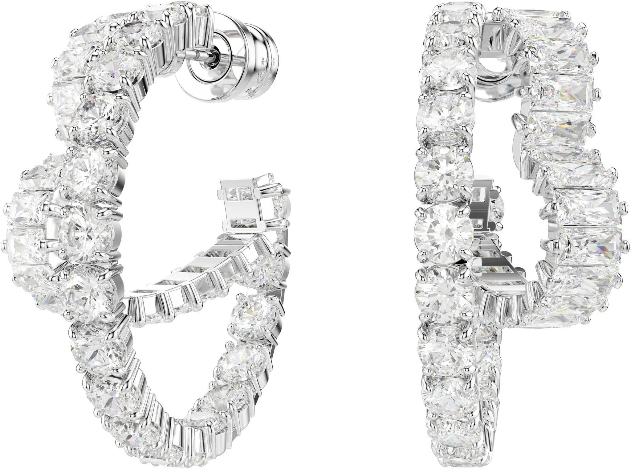 Paar Creolen SWAROVSKI "Schmuck Geschenk Matrix Ohrringe Herz", silber (metallfarben, kristallweiß, kristallweiß), Ohrringe, Damen, Metall, mit Swarovski Zirkonia (synth.)