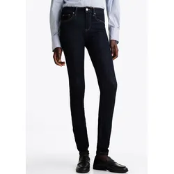Skinny-fit-Jeans TOMMY HILFIGER "HERITAGE COMO SKINNY RW", Damen, Gr. 32, Länge 34, blau (nos rinse), Denim/Jeans, Obermaterial: 95% Baumwolle, 4% Elastomultiester, 1% Elasthan, unifarben, casual, skinny fit lang, Jeans, mit Tommy Hilfiger Logo-Badge
