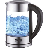 Jung ADLER AD1247 Wasserkocher mit Temperatureinstellung (60-100°C) Digital, 2200W, Glas mit Edelstahl, 1,7 Liter, LED Innenbeleuchtung mit Farbwe...