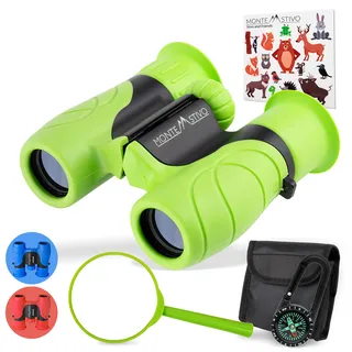 Monte Stivo Monte Stivo® Junior | Vergleichssieger Fernglas für Kinder 8x21 mit Lupe Kompass | Set Spielzeug für Junge und Mädchen ab 4 Jahre