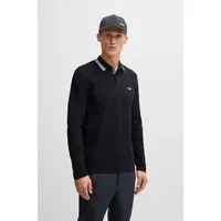 Boss Green Langarm-Poloshirt »Plisy«, mit Streifen am Kragen blau