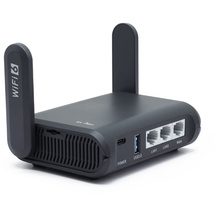 Gl.iNet AXT1800 (Slate AX) Klein Gigabit WLAN WiFi 6 Router für Zuhause & Reisen, Geschwindigkeit bis zu 1.800 Mbit/s, Dualband 6, 3 Gigabit LAN Ports, VPN / WPA3 / IPV6, MU-MIMO, OFDMA