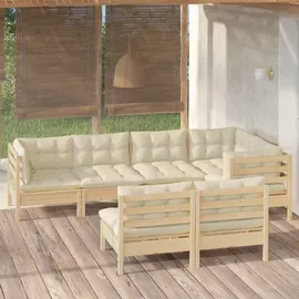 vidaXL Garten-Lounge-Set 7-tlg. creme Kiefer