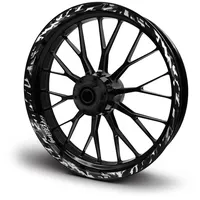 16-teiliges Set Felgenrandaufkleber Sticker für Motorrad Auto Felgen Future Design Komplett Set Felgenaufkleber für 15" 16" 17" 18" 19 Zoll MR017 (Silber Metallic, Glanz)