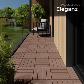 Tectake Terrassenfliesen Tegulas 31 x 31 x 2 cm braun
