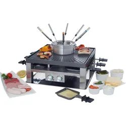 Tischgrill SOLIS OF SWITZERLAND "COMBI-GRILL 3 IN 1, Fondue, Raclette, Grill", schwarz, B:35,5cm H:14cm T:35,5cm, Kontaktgrill_Standgrill_Tischgrill_Teppanyakigrill