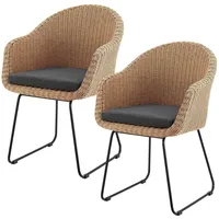 Juskys Cody Gartenstuhl 59 x 57 x 82 cm 2 St. natur