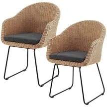 Juskys Cody Gartenstuhl 59 x 57 x 82 cm 2 St. natur