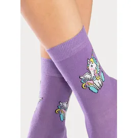 H.I.S. H.I.S Basicsocken in 1x ecru, 1x rosa, 1x lila, 1x hellgrau-meliert | Gr. 35-38