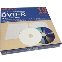 Waterproof High-Glossy DVD-R Rohlinge 4,7 GB Inkjet Printable Nanokeramik Hochglanz Weiß Wasserfest Bedruckbar - 10 Stück in Papier CD Hüllen