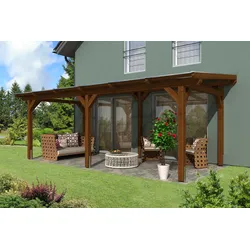 Skan Holz freistehende Terrassenüberdachung Siena 648x400 nussbaum