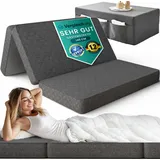 Klappmatratze Gästematratze klappbar 140 x 195 cm – 14cm dick & bequem H3, DYNMC you, 14 cm hoch, (Faltbare Matratze, platzsparend klappbar, Reisebett Erwachsene) schwarz