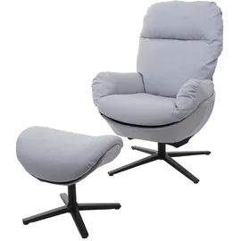 Mendler Relaxsessel HWC-L12 Polyester 72 x 101 x 72 cm Grau mit Hocker