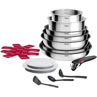 Tefal Ingenio Cook Eat, 15-teiliges Kochgeschirr, Edelstahl, für alle Herdarten geeignet, einschließlich Induktion