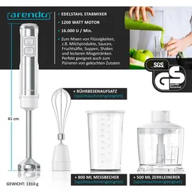Arendo 1200W TURBO Stabmixer Set 4in1